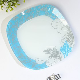 Тарелка обеденная «Корнелия», 26×26 см, цвет голубой