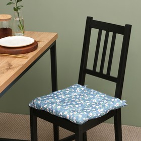 Сидушка на стул Этель "Райские цветы" 40х40 см, цв. синий, 100% полиэстер