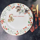 Набор из 6 тарелок, принт новогодний, 27 см - фото 7086020