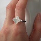 Кольцо цветок "Перламутр" на шпинели, цвет чёрный с серебром, 16 размер - фото 5924288