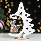 Сувенир "Кролик. Ёлка со звездами", дерево, белая, 15х12 см - фото 5924372