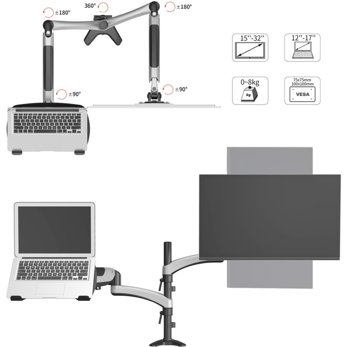 Cactus cs vm lh08. Кронштейн для монитора/ноутбука Cactus CS-VM-lh08-al. CS-VM-lh08-BK. Кронштейн для монитора/ноутбука Cactus CS-VM-lh08-al серебряный 13"-27". CS-VM-lh08-al.