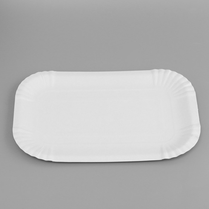 Тарелка одноразовая "Белая" прямоугольная, картон, 13 х 20 см - фото 59883570