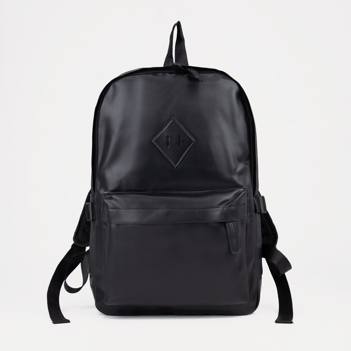 Рюкзак на молнии, наружный карман, 2 боковых кармана, цвет чёрный - фото 593839