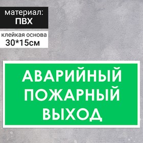 Табличка "Аварийный пожарный выход", 300х150 мм