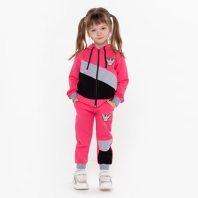 Комплект для девочки (толстовка, брюки), цвет розовый МИКС, рост 98 см