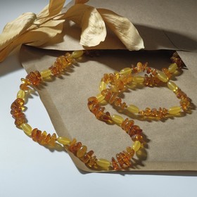 Набор 2 предмета: бусы, браслет ′Янтарь′ крошка обработанная через оливку, цвет жёлто-коньячный в Донецке