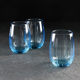 Набор стаканов Linka, 380 мл, 3 шт, цвет голубой