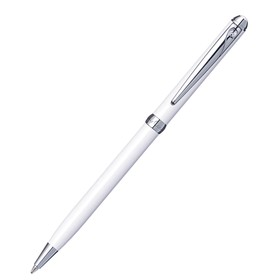 Ручка шариковая PIERRE CARDIN SLIM, корпус латунь лакированная, отделка сталь и хром, белая
