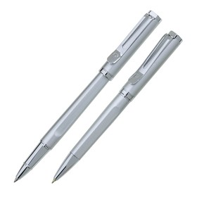 Набор ручка шариковая + роллер PIERRE CARDIN PEN&PEN, корпус латунь, отделка сатиновое покрытие, сталь и хром, серебристый
