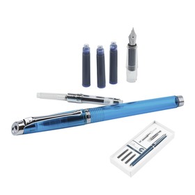 Набор PIERRE CARDIN I-SHARE: ручка-роллер синего цвета, сменная насадка с пером размера М, конвертер, 3 чернильных картриджа синего цвета