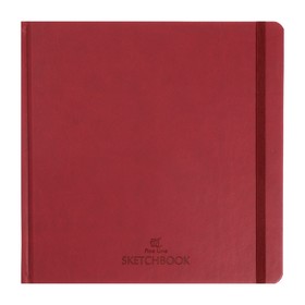Скетчбук для акварели 19 х 19 см, 32 листа "Бордо", твёрдая обложка, искусственная кожа Latte, тиснение, 200 г/м2, ГОЗНАК СПБ