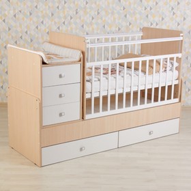 Кровать детская Polini «Фея 1100», 638х1732х1085 мм, дуб пастельный-белый