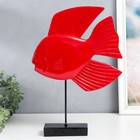 Сувенир полистоун "Рыба на подставке" красный 6,8х29х38,5 см - фото 5981997