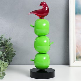 Сувенир полистоун ′Птичка на трёх яблочках′ зелёный 11,5х11,5х34 см в Донецке