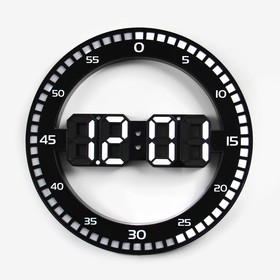 Часы настенные электронные: будильник, термометр, календарь, d=30 см
