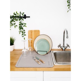 Коврик для посуды с абсорбирующим эффектом AMARO HOME, 40х60см, цвет серый
