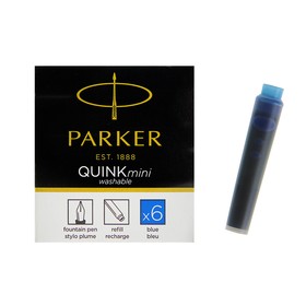 Картридж Parker MINI для перьевой ручки с синими чернилами неводостойкими Washable, 6шт