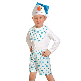 Карнавальный костюм "Снеговик" плюш-ЛАЙТ, колпак, манишка, шорты, рост 92-116 см
