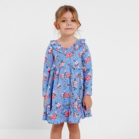 Платье для девочки, цвет голубой/розы, рост 110 см