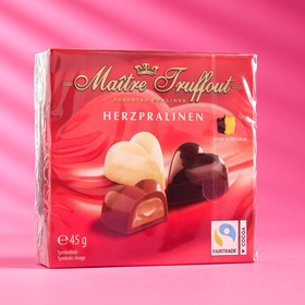 Конфеты Maître Truffout "Мини-сердца"  из бельгийского шоколада с кремовой начинкой, 45 г