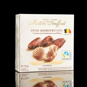Конфеты пралине  Maître Truffout "Мини-морские ракушки" с ореховым кремом, 50 г