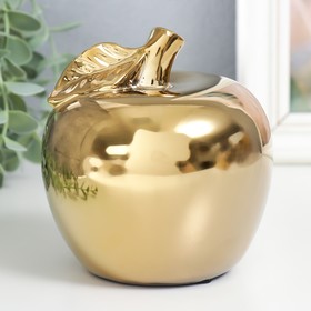 Сувенир керамика "Золотое яблоко с листочком" 16х13х12 см