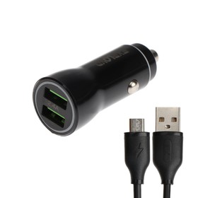 Автомобильное зарядное устройство Exployd EX-Z-1446, 2 USB, 2.4А, кабель microUSB, 1м,черное 9393056