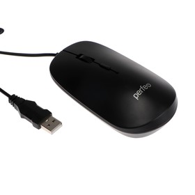 Мышь Perfeo "WAIST", проводная, оптическая, 800 dpi, USB, чёрная