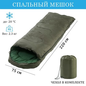 Спальный мешок, туристический, 220 х 75 см, до -20 градусов, 700 г/м2, цвет хвои в Донецке