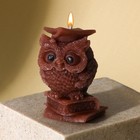Свеча формовая «Сова», коричневая, высота 8 см - фото 6021119
