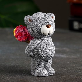 Фигура ′Медвежонок с букетом′ серый, 4x4,5x11см в Донецке
