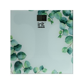 Весы напольные Irit IR-7273, электронные, до 180 кг, 2хААА, белые срисунком "Листья"