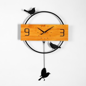 Часы настенные, серия: Маятник, "Птички" 40 х 60 см