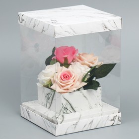 {{photo.Alt || photo.Description || 'Коробка для цветов с вазой и PVC окнами складная «Мрамор», 16 х 23 х 16 см'}}