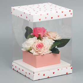 {{photo.Alt || photo.Description || 'Коробка для цветов с вазой и PVC окнами складная «Сердца», 16 х 23 х 16 см'}}