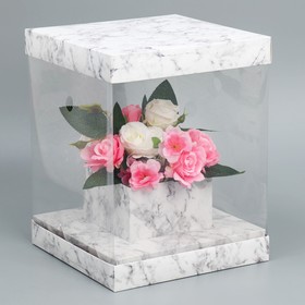 {{photo.Alt || photo.Description || 'Коробка для цветов с вазой и PVC окнами складная «Мрамор», 23 х 30 х 23 см'}}