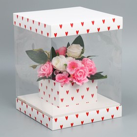 {{photo.Alt || photo.Description || 'Коробка для цветов с вазой и PVC окнами складная «Сердца», 23 х 30 х 23 см'}}