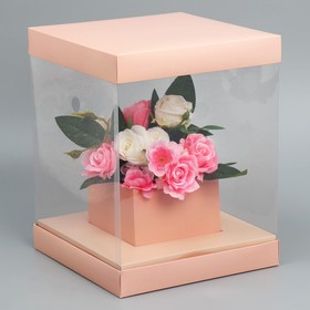 {{photo.Alt || photo.Description || 'Коробка для цветов с вазой и PVC окнами складная «Персик», 23 х 30 х 23 см'}}