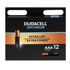 Батарейка алкалиновая Duracell OPTIMUM, AAA, LR03-12BL, 1.5В, блистер, 12 шт.