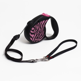 Рулетка Flexi Safari cord M (20 кг) 5 м, розовая зебра (pink Zebra) 9428688