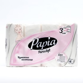 Полотенца бумажные PAPIA PURE&SOFT 3 слоя 4 рулона
