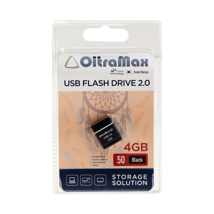 Флешка OltraMax 50, 4 Гб, USB2.0, чт до 15 Мб/с, зап до 8 Мб/с, чёрная - фото 4994920