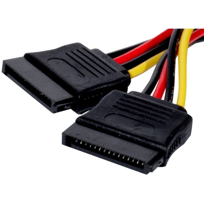 Кабель-переходник питания ExeGate EX-CC-SATA-PSY, Molex(4pin)(m)-2хSATA(15pin)(f), 0.15 м - фото 51275757