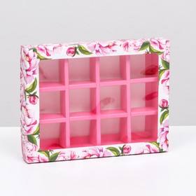 Коробка для конфет, 12 шт, "8 марта", розовая, 19 х 15 х 3,6 см