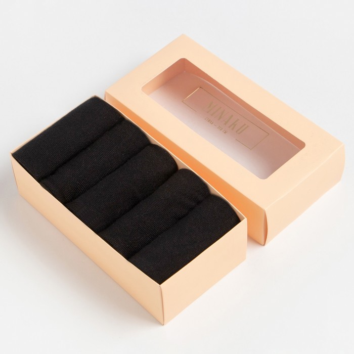 Набор носков MINAKU, 5 пар, цвет черный, р-р 38-40 (25 см) - фото 49183