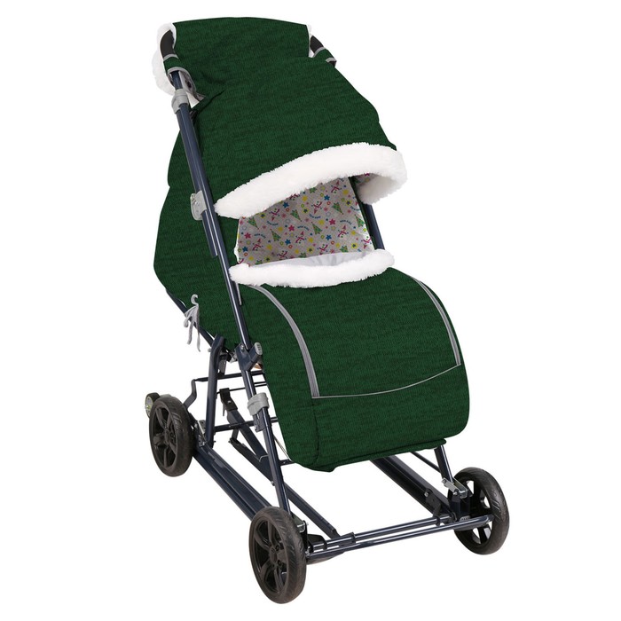 Санки-коляска «Ника детям 8-1», вязаный, цвет зелёный - фото 6078522