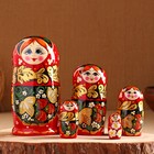 Матрёшка «Хохлома», красный платок, 5 кукольная, 17 см, ручная работа - фото 127103694