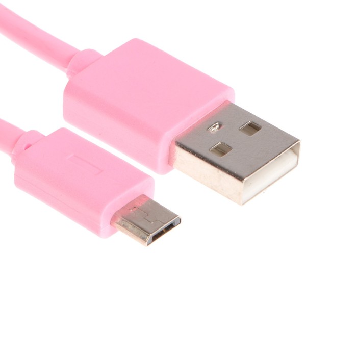 Кабель OXION DCC030, microUSB - USB, зарядка + передача данных, 1 м, розовый - фото 6106024