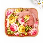 Поднос жостовский "Розы", розовый, с авторской росписью, 24х20 см - фото 6119453